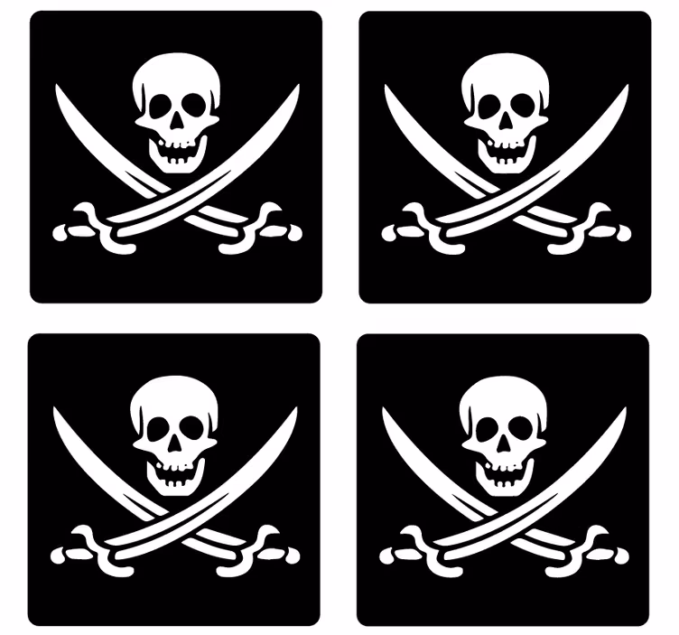 Pirat jolly roger geek glasunderlägg - Tenstickers