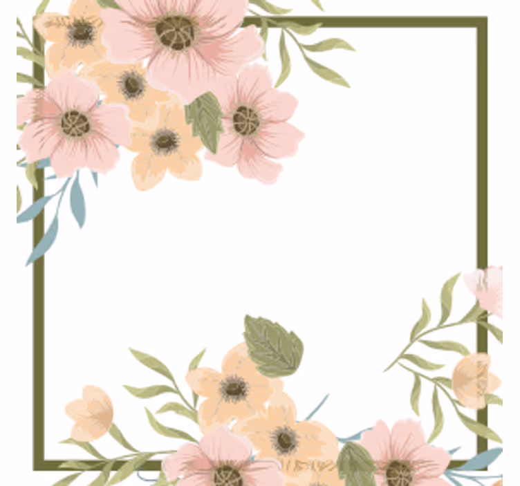 Glasunderlägg modernt blommig ram - Tenstickers
