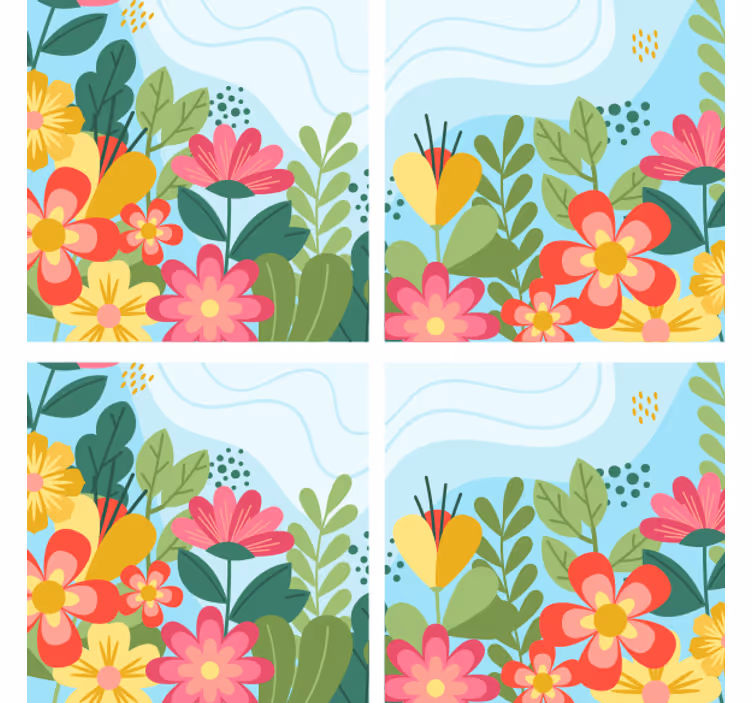 Glasunderlägg modernt livfull blomsterkomposition - Tenstickers