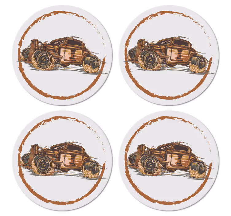 Glasunderlägg vintage klassisk racerbilillustration - Tenstickers