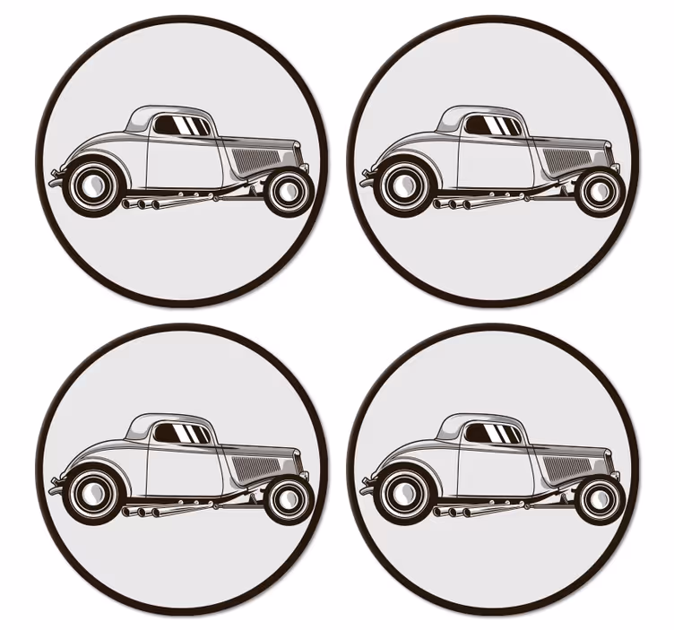 Glasunderlägg nördar klassisk bilsilhuett - Tenstickers