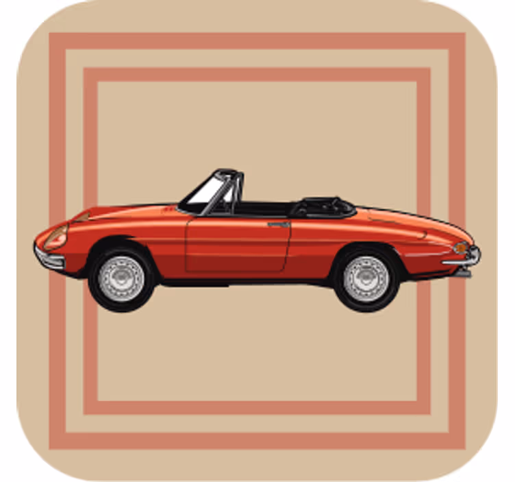 Cabriolet röd bil vintage glasunderlägg - Tenstickers
