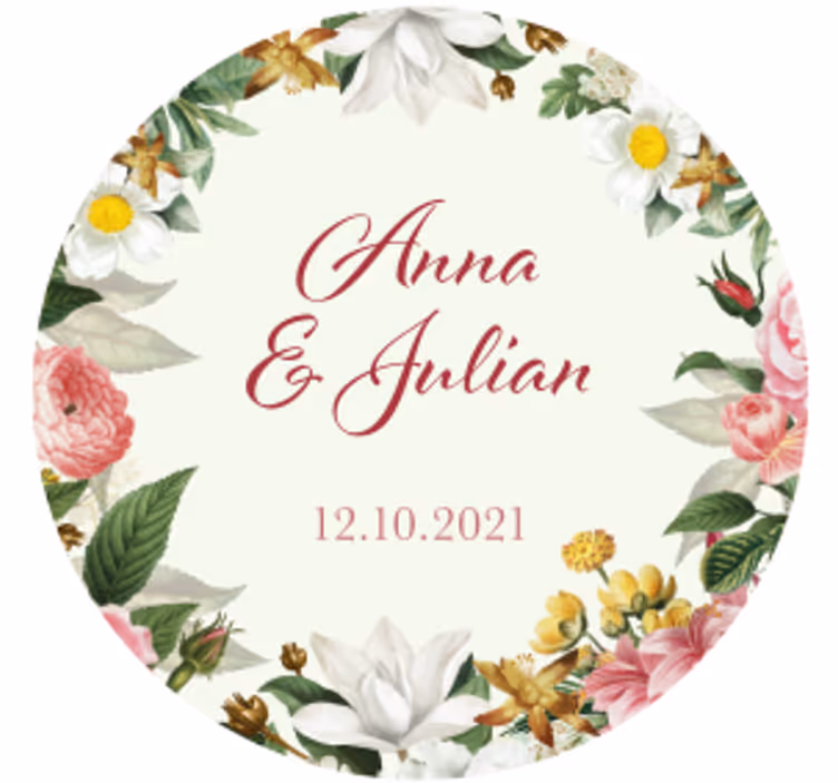 Glasunderlägg bröllop med blommor personlig - Tenstickers