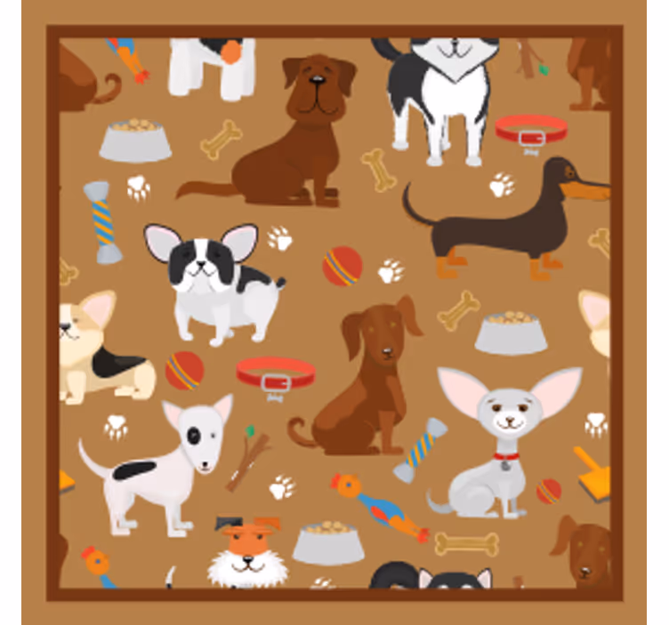Glasunderlägg modernt lekfulla hundillustrationer - Tenstickers