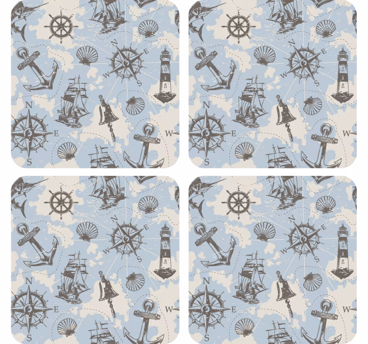 Vintage nautiska mönster glasunderlägg - Tenstickers
