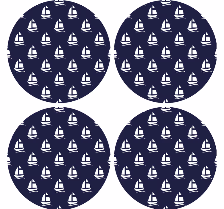 Marinblått nautiskt mönster modern glasunderlägg - Tenstickers