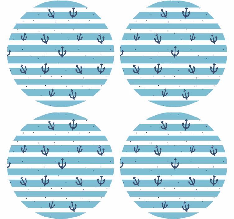 Glasunderlägg öl nautisk rand med ankermönster - Tenstickers