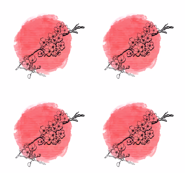 Glasunderlägg blomsterkontur på rosa - Tenstickers