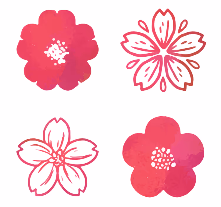 Glasunderlägg modernt rosa blomster elementer - Tenstickers