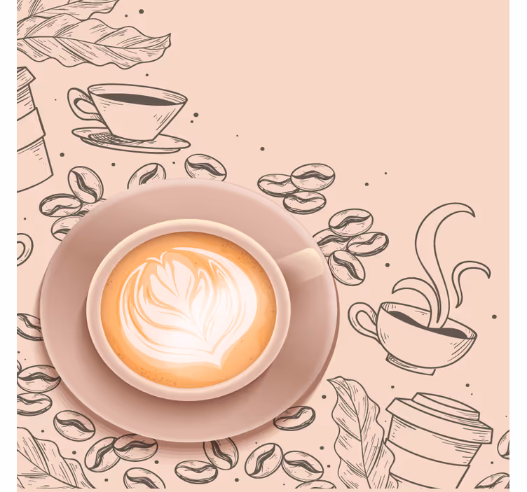 Glasunderlägg modernt elegant kaffekoppskonst - Tenstickers