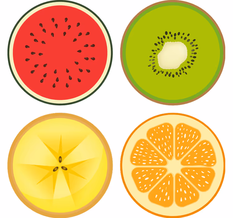 Glasunderlägg modernt fruktskivor set - Tenstickers