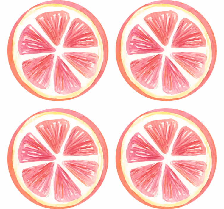 Glasunderlägg nördar konturerad rosa citrus skivor - Tenstickers