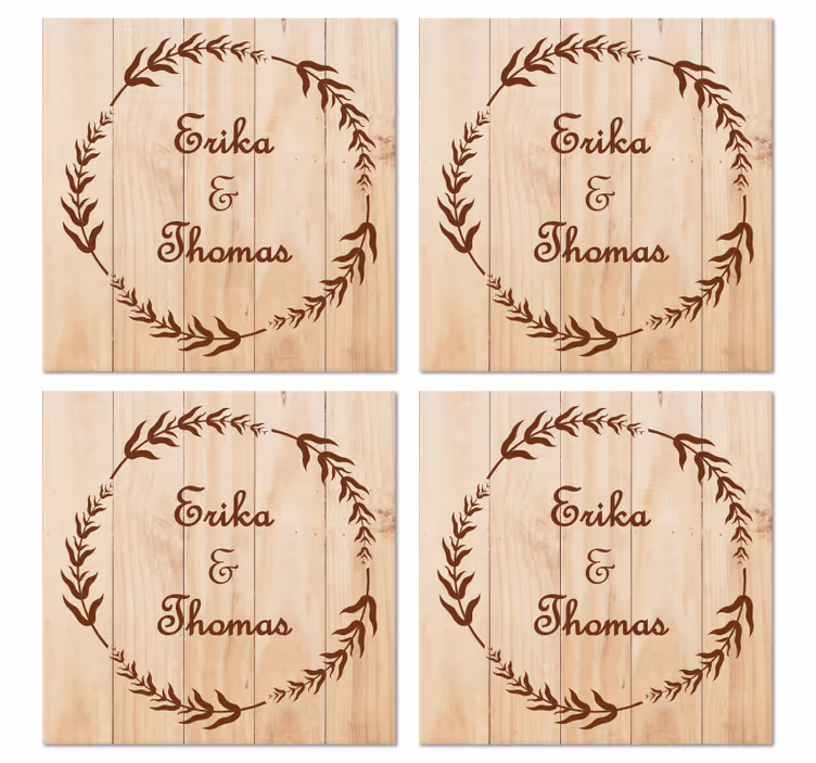 Trä olivkvist bröllop glasunderlägg - Tenstickers