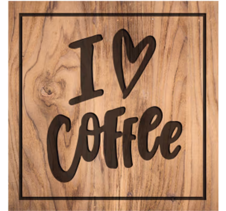 Glasunderlägg fraser kaffe kärlek träskylt - Tenstickers
