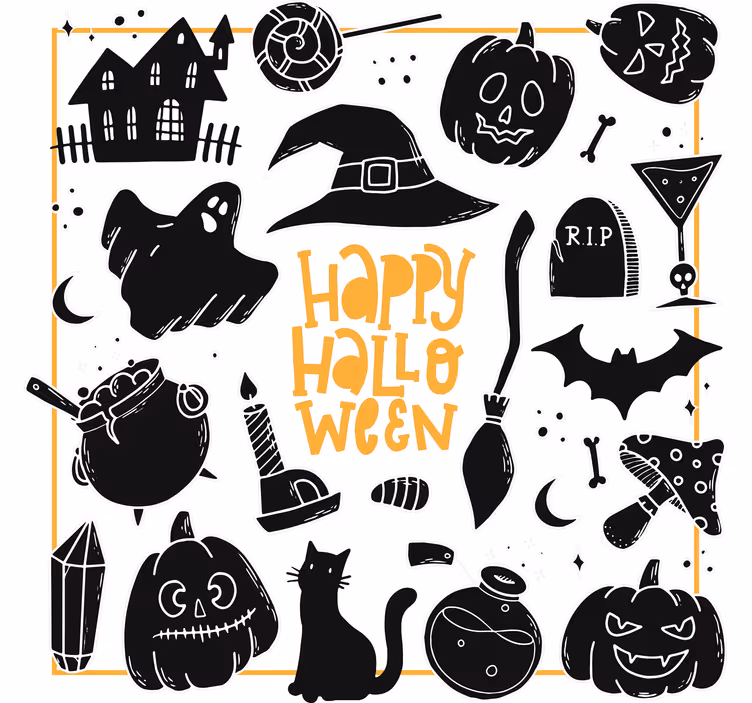 Glasunderlägg halloween skrämmande halloweenillustrationer - Tenstickers