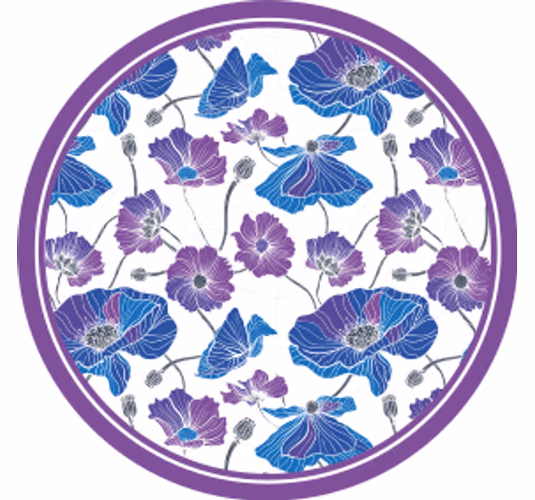Glasunderlägg modernt blommönster med lila detaljer - Tenstickers