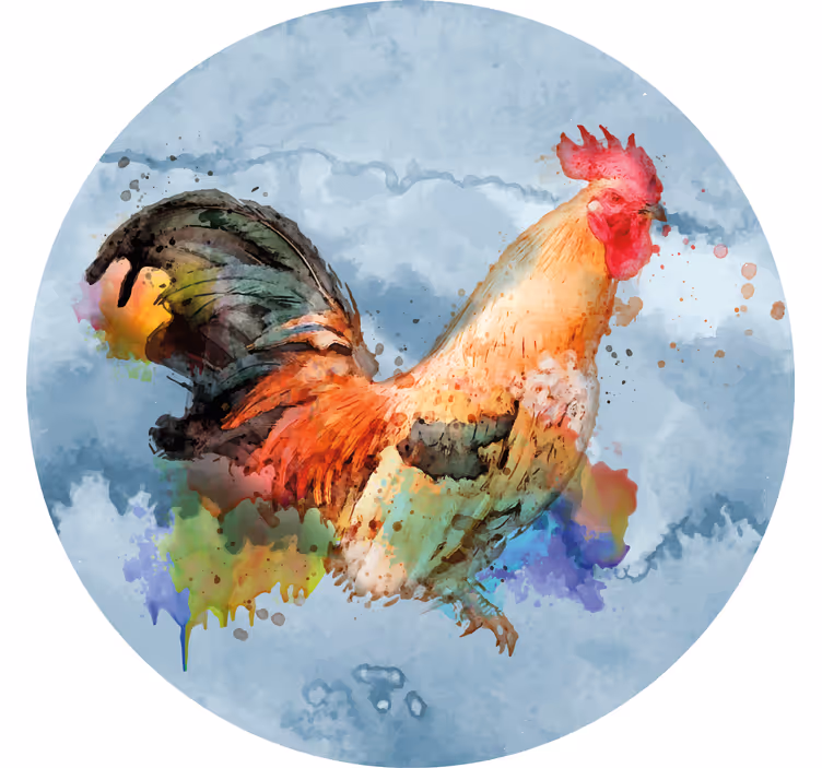 Glasunderlägg nördar med färgglad tuppillustration - Tenstickers