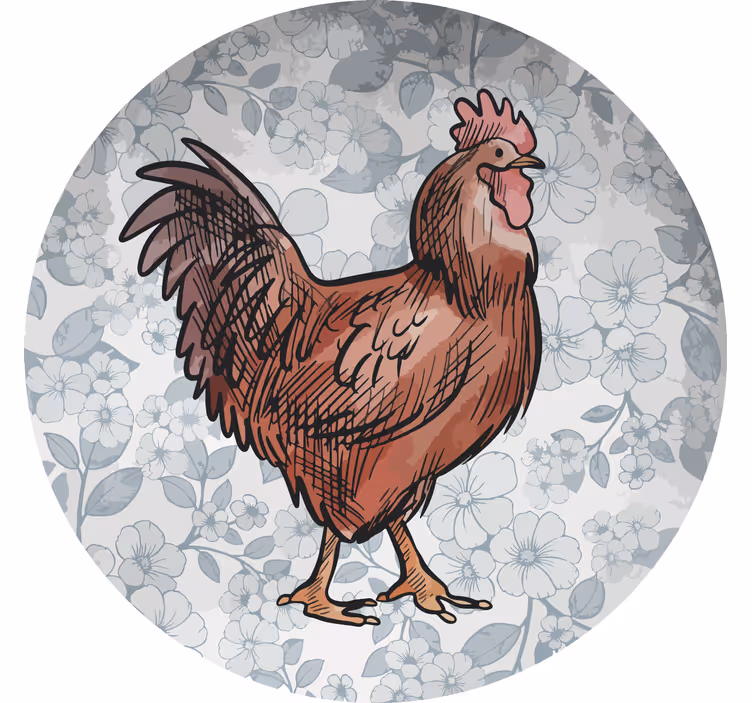 Glasunderlägg modernt blommig hönsillustration - Tenstickers