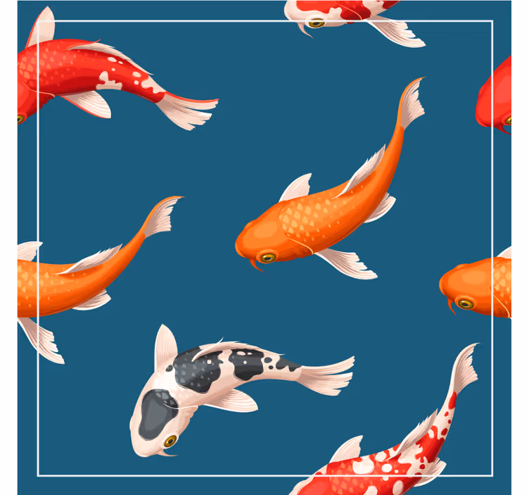 Glasunderlägg modernt färgglad koi fisk mönster - Tenstickers