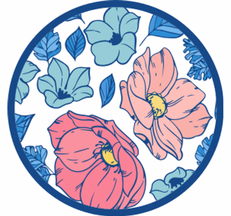 Glasunderlägg modernt blommönster cirkel - Tenstickers