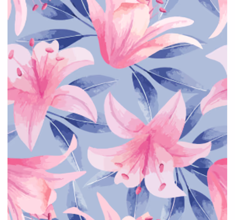 Glasunderlägg blommönster med rosa liljor - Tenstickers
