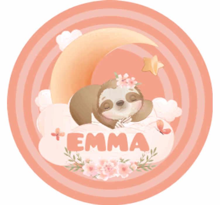 Anpassningsbar glasunderlägg sloth måne blomma - Tenstickers