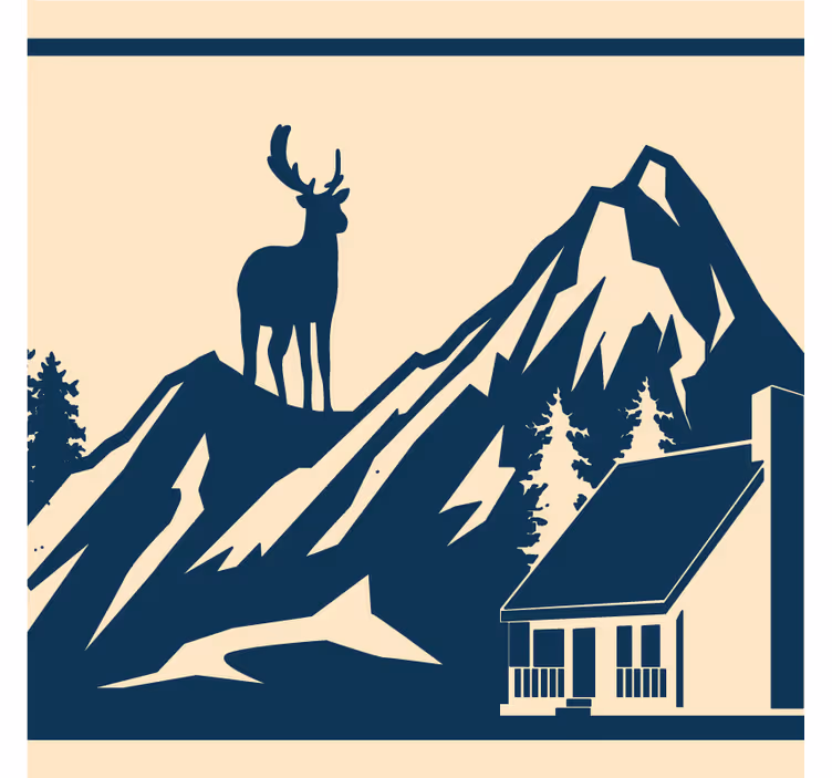 Glasunderlägg vintage bergslandskap med älg - Tenstickers