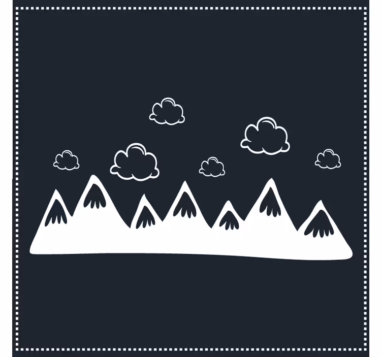 Glasunderlägg bergsilhuett med moln - Tenstickers