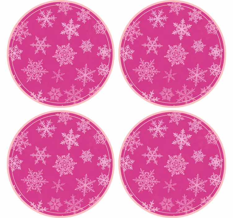 Rosa snöflingor mönster julbana - Tenstickers