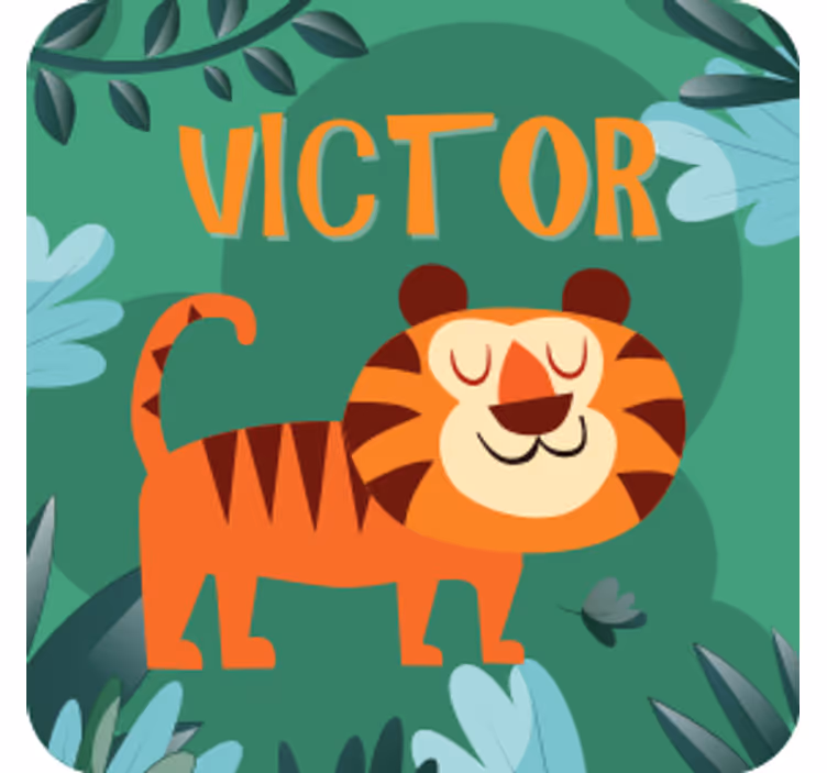 Anpassningsbar glasunderlägg glad tiger illustration - Tenstickers