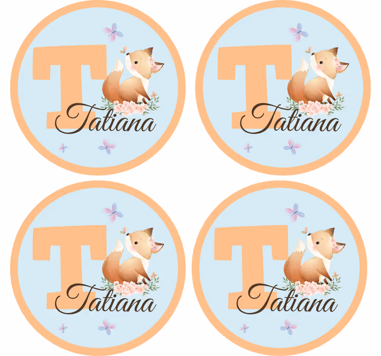 Anpassningsbar glasunderlägg med fyndig rävdesign - Tenstickers