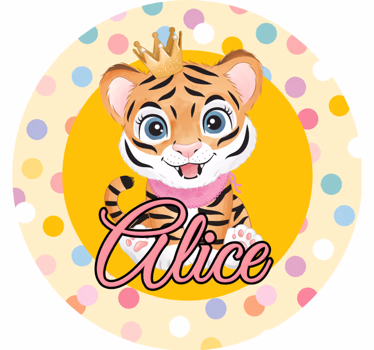 Söt tiger för tjej med namnunderlägg - Tenstickers