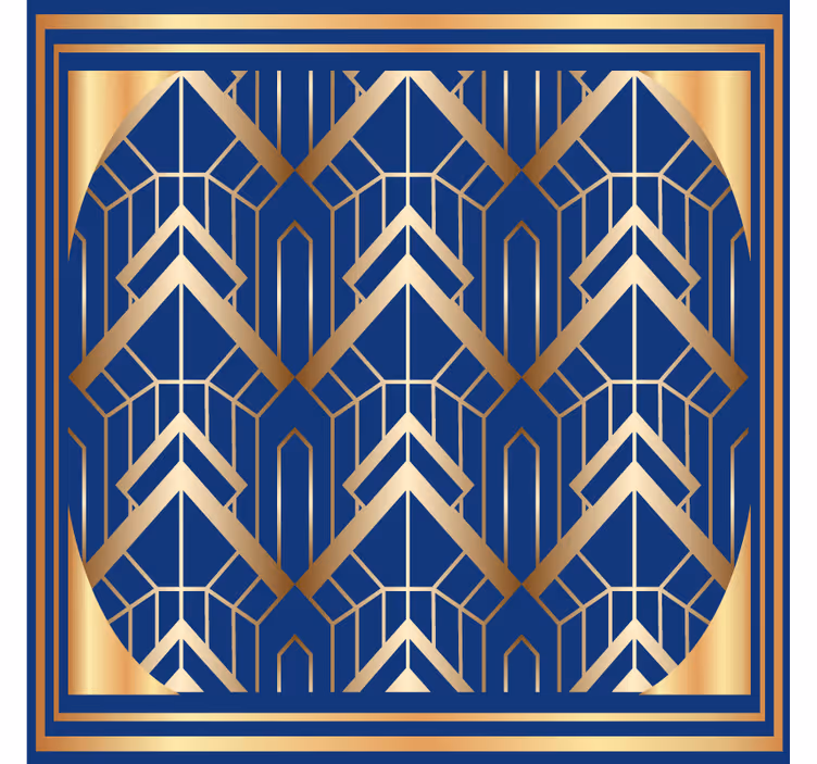 Glasunderlägg modernt geometriskt blått och guld mönster - Tenstickers