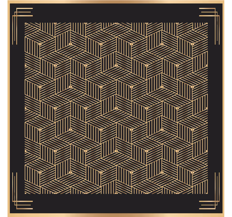 Gyllene geometriska deco mönster modern glasunderlägg - Tenstickers