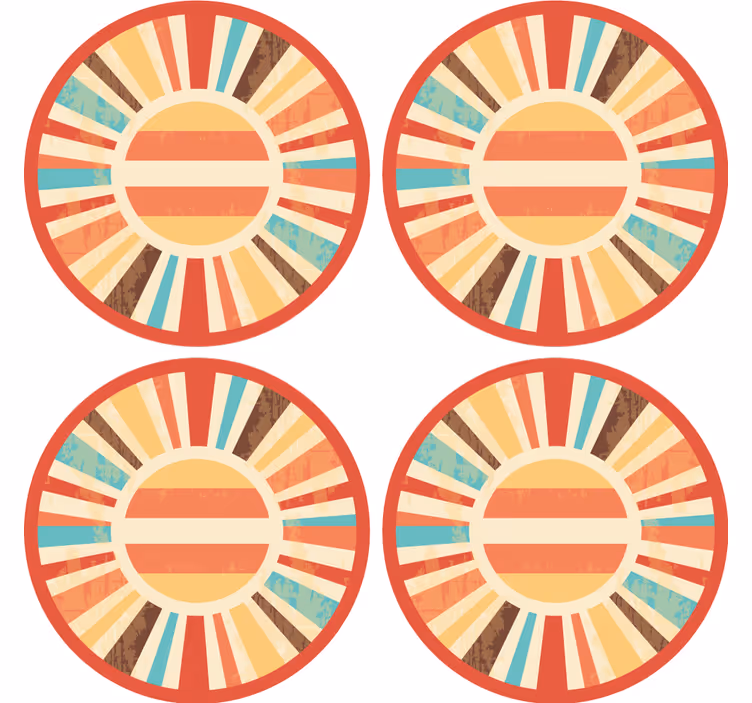 Färgglada retro solstrålar vintage glasunderlägg - Tenstickers