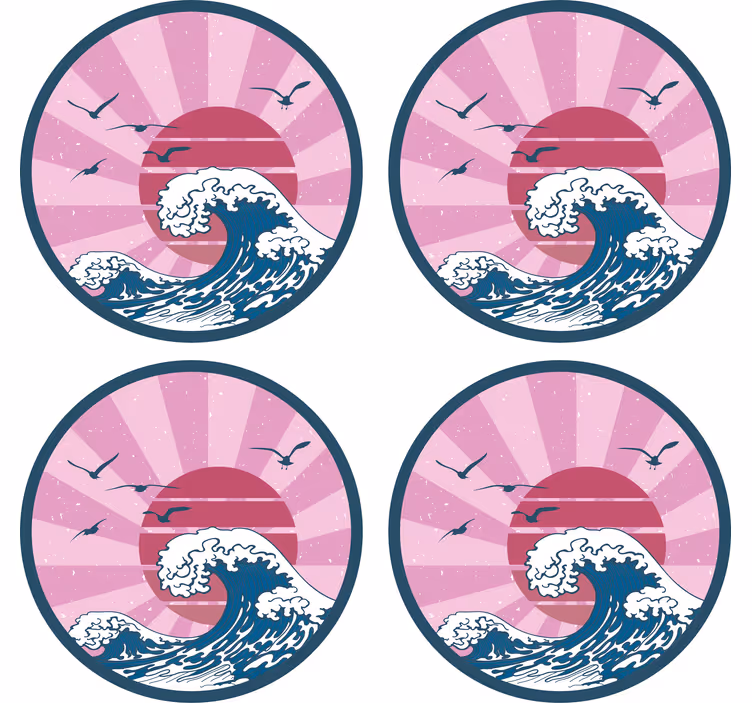 Glasunderlägg nördar retro havvågor design - Tenstickers