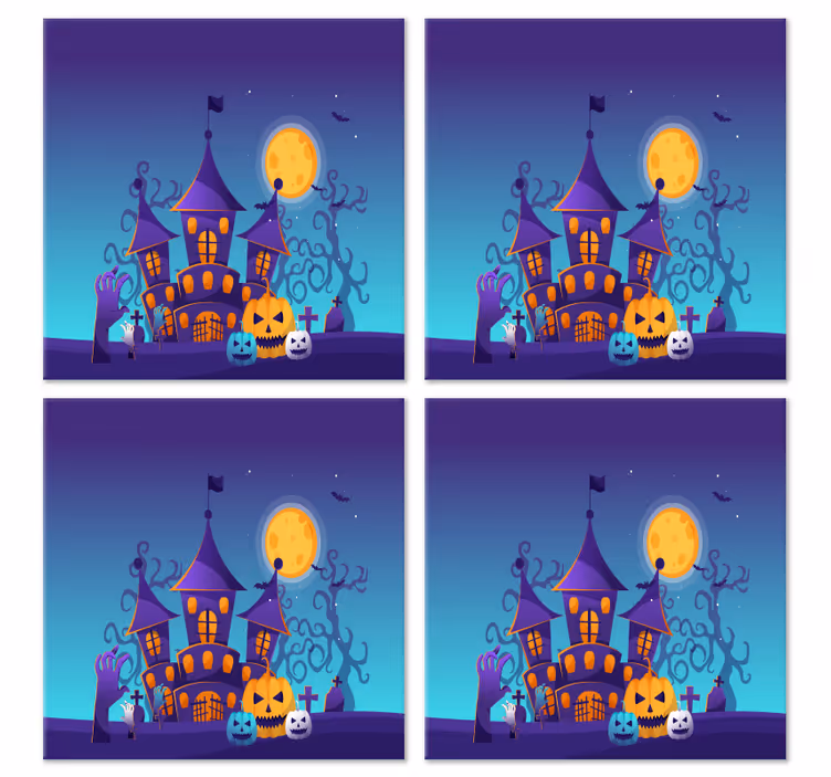 Spöklik kyrkogård med fladdermöss halloween -dalbana - Tenstickers
