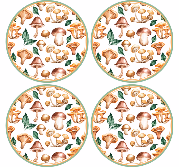 Glasunderlägg nördar svampmönster element - Tenstickers
