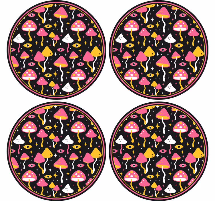 Glasunderlägg nördar färgglad svampmönster - Tenstickers
