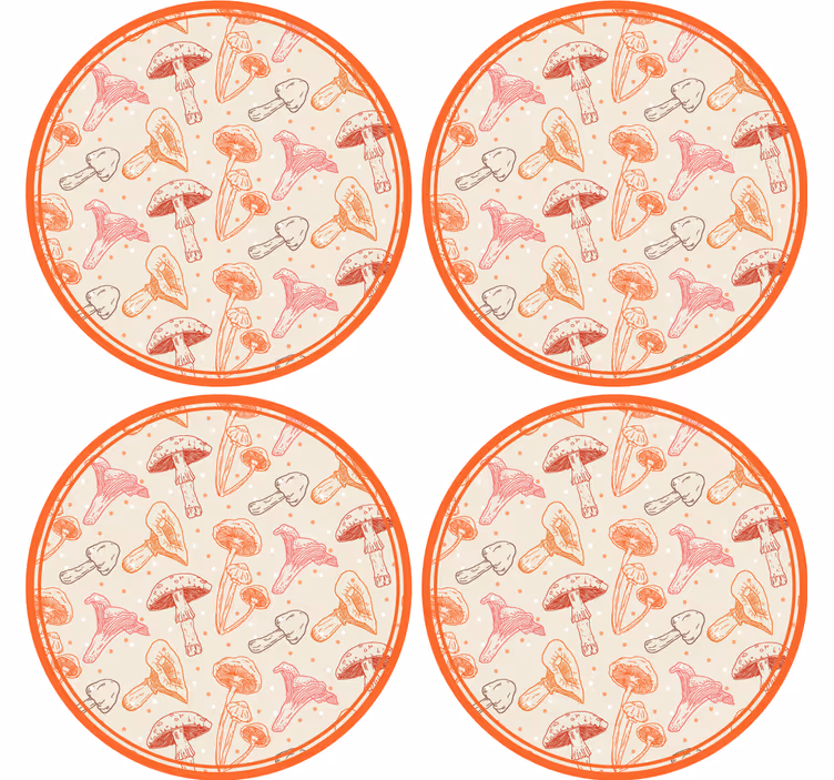 Glasunderlägg nördar med lekfull svampillustration - Tenstickers