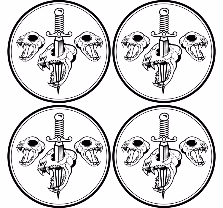 Glasunderlägg nördar med dödskalle och svärd - Tenstickers