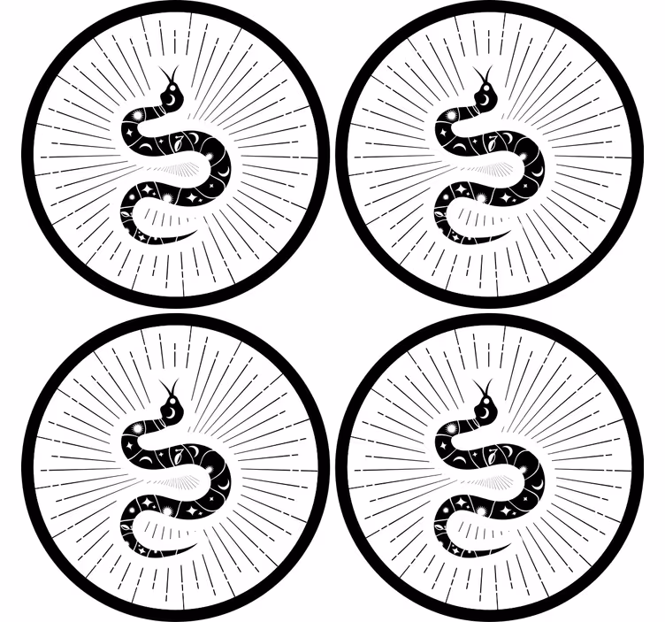 Svart silhuett orm modern glasunderlägg - Tenstickers