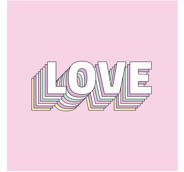 Rosa och vit kärlek typografi Glasunderlägg fraser - Tenstickers