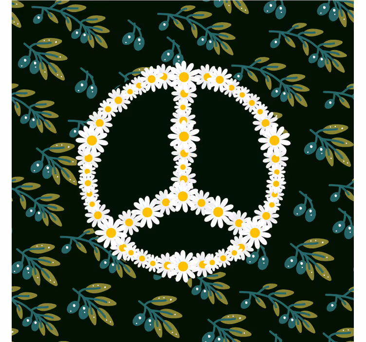 Glasunderlägg nördar blommigt fredssymbol - Tenstickers