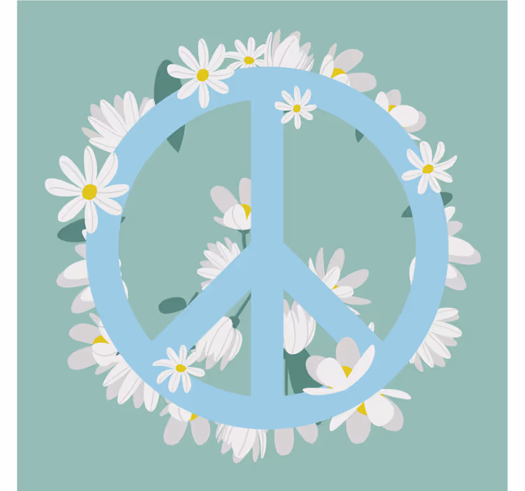 Ljusblå fred med blommor vintage glasunderlägg - Tenstickers