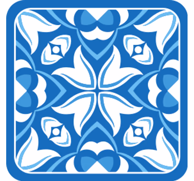 Blått blommönster glasunderlägg - Tenstickers