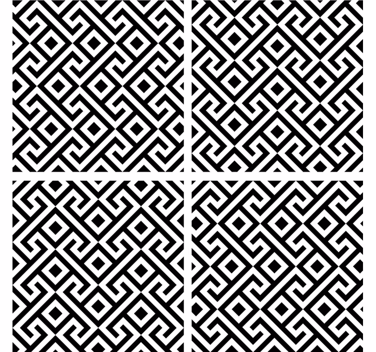 Glasunderlägg geometriskt svartvitt mönster - Tenstickers