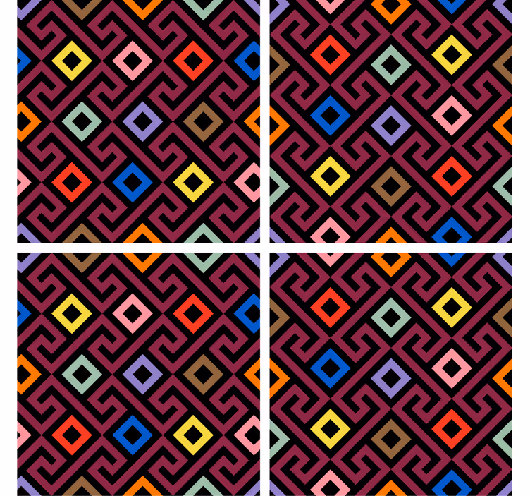 Glasunderlägg färgglad geometrisk mönster - Tenstickers