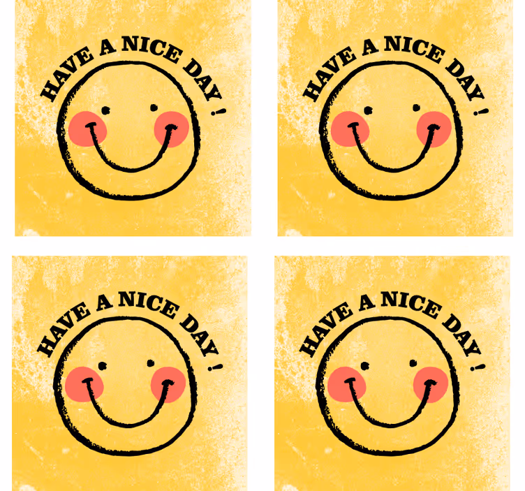 Glasunderlägg fraser glad smiley med hälsning - Tenstickers
