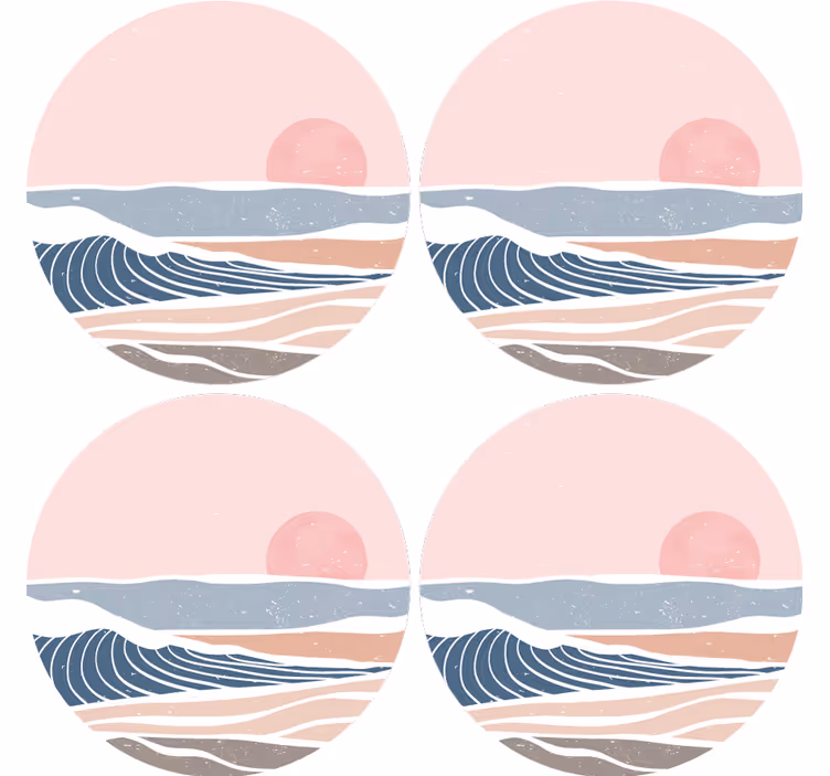 Glasunderlägg lugnande vågor och soluppgång - Tenstickers